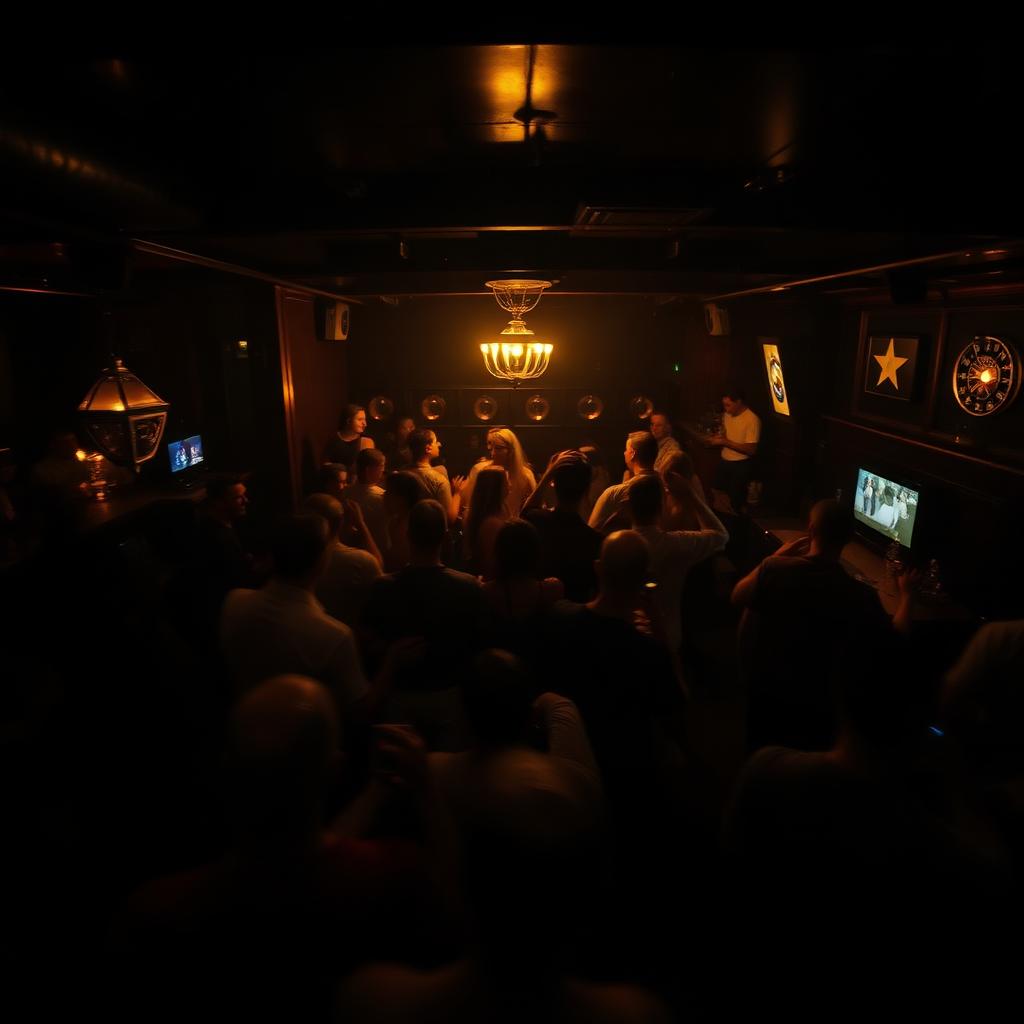 Packed pub dance floor during a live set